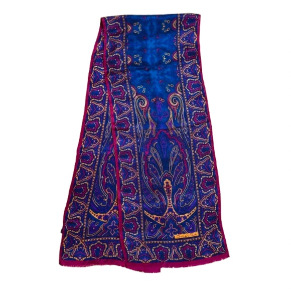 Oscar de la Renta Elegant Paisley Rectangular Silk Scarf EUC - Picture 1 of 7